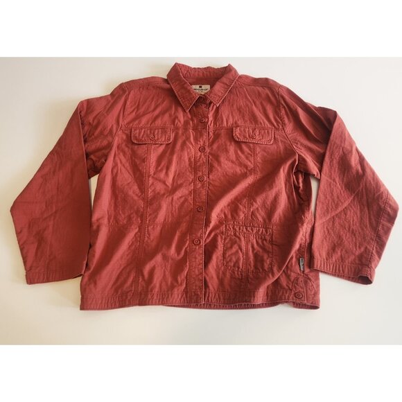 Woolrich Cotton Jacket Shacket Unlined Light Button Up Henna Red Womens XL - Picture 2 of 9